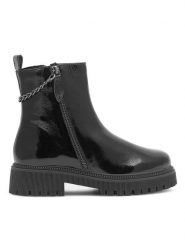 Lasocki Botki RST-BETINA-05 Czarny. Czarne botki damskie Lasocki, z lakierowanej skóry, bez obcasa, na płaskiej podeszwie, bez zapięcia. Za 299.99 zł.