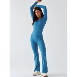 Legginsy Dzwony - Morning Dew BeShaped. Niebieskie legginsy damskie BESHAPED, bez wzorów, z elastanu. Za 219.00 zł.