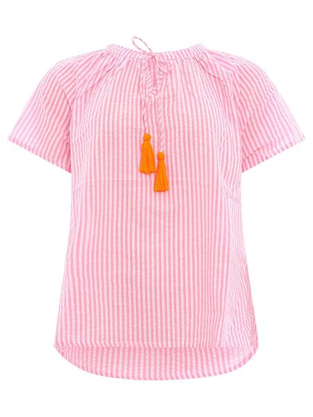 Zwillingsherz Bluzka "Neon Stripes" w kolorze jasnoróżowym rozmiar: S/M. Różowe bluzki damskie Zwillingsherz, m, bez wzorów, z wiskozy, bez kołnierzyka, bez ramiączek. Za 126.15 zł.