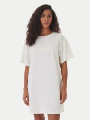 Emporio Armani Sukienka codzienna EW004078 AF20244 U1131 Biały Regular Fit. Białe sukienki damskie Emporio Armani, na co dzień, s, bez wzorów, z bawełny, bez kołnierzyka, bez ramiączek, proste. Za 469.99 zł.