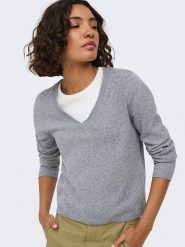 ONLY Sweter w kolorze szarym rozmiar: L. Szare swetry klasyczne damskie Only, l, bez kołnierzyka. Za 81.95 zł.