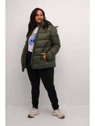 KAFFE curve Kurtka zimowa w kolorze khaki rozmiar: 44. Brązowe kurtki damskie KAFFE curve, na zimę, bez wzorów, z puchu, bez kaptura. Za 208.99 zł.