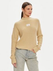 Calvin Klein Jeans Sweter J20J223609 Beżowy Loose Fit. Brązowe swetry klasyczne damskie Calvin Klein Jeans, l, z bawełny, bez kołnierzyka. Za 279.99 zł.