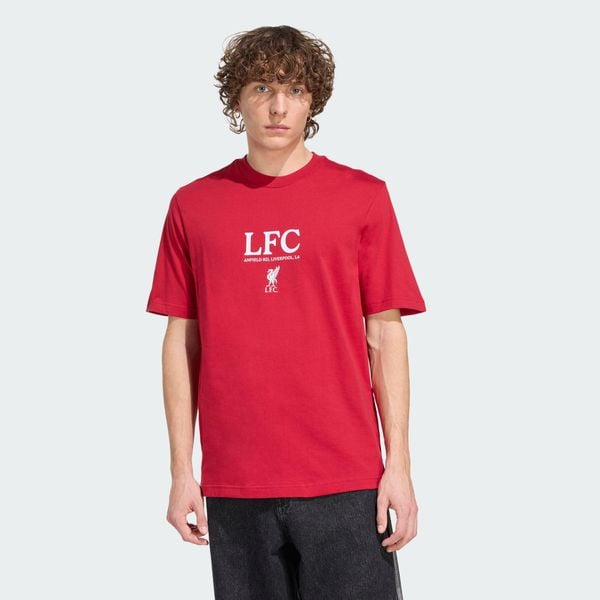 Koszulka Liverpool FC Seasonal Graphic. Czerwone t-shirty sportowe męskie Adidas, z dzianiny, bez ramiączek, do piłki nożnej. Za 129.00 zł.
