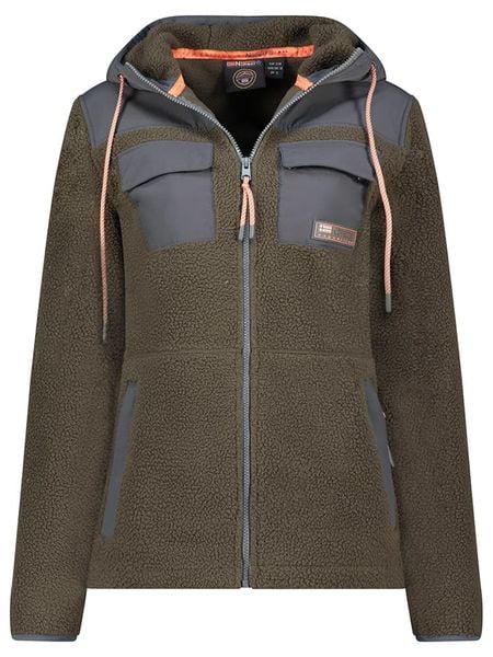Geographical Norway Kurtka polarowa "Toulouse" w kolorze oliwkowo-antracytowym rozmiar: S. Brązowe kurtki damskie Geographical Norway, s, bez wzorów, z polaru, bez kaptura. Za 170.47 zł.