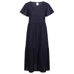 Trespass Eileen - Damska sukienka midi w kolorze granatowym. Niebieskie sukienki damskie Trespass, xs, bez wzorów, sportowe, bez kołnierzyka, bez ramiączek, midi, sportowe. Za 354.99 zł.