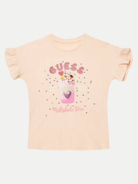 Guess T-Shirt K5GI02 K6YW4 Różowy Regular Fit. Czerwone koszulki dziewczęce Guess, z aplikacjami, z bawełny, bez ramiączek. Za 59.99 zł.