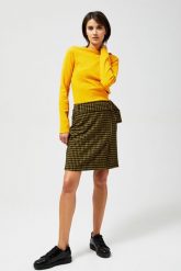 Spódniczka w kratkę z paskiem. Brązowe spódniczki damskie MOODO, xs, bez wzorów, z elastanu, trapezowe. W wyprzedaży za 19.99 zł.