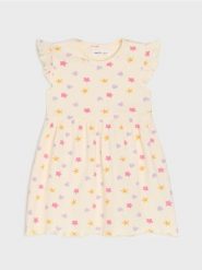 Sukienka z prążkowanej dzianiny - kremowy. Białe sukienki dziewczęce Sinsay, bez wzorów, z dzianiny, bez ramiączek. Za 12.99 zł.