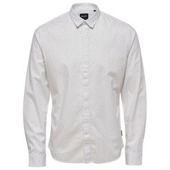ONLY&SONS Koszula męska Otto Ls Ditsy Aop Shirt White (rozmiar S). Białe koszule męskie Only&Sons, m, bez wzorów, z materiału, bez kołnierzyka, bez ramiączek. W wyprzedaży za 77.00 zł.