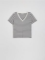 T-shirt regular z merceryzowanej bawełny - wielobarwny. T-shirty damskie Reserved, l, bez wzorów, z bawełny, bez kołnierzyka. W wyprzedaży za 29.99 zł.