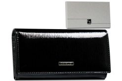 Portfel skórzany Cavaldi [DH] H24-1-SH9 czarny. Czarne portfele damskie 4U Cavaldi, bez wzorów, z lakierowanej skóry. Za 76.99 zł.