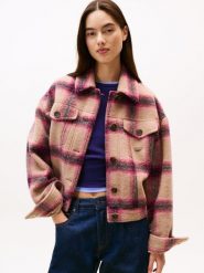 Tommy Jeans kurtka wełniana Kobiety Wełna lila|beżowy, L. Brązowe kurtki damskie Tommy Jeans, l, bez wzorów, z jeansu, bez kaptura. Za 549.95 zł.