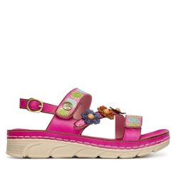 Sandały Laura Vita. Czerwone sandały damskie Laura Vita, bez wzorów, bez obcasa, na płaskiej podeszwie. Za 389.99 zł.