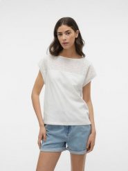 Vero Moda Koszulka w kolorze białym rozmiar: L. Białe bluzki damskie Vero Moda, l, bez wzorów, z bawełny, bez kołnierzyka. Za 52.67 zł.