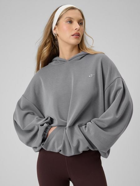 4F Bluza dresowa oversize z modalem damska - szara M. Szare bluzy z kapturem damskie 4f, m, z dresówki. Za 269.99 zł.