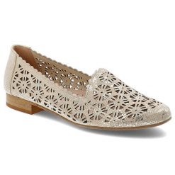 Złote Półbuty Armodo Eleganckie Obuwie Damskie. Żółte półbuty damskie Armodo, w ażurowe wzory, ze skóry, biznesowe, bez obcasa, na obcasie. Za 349.00 zł.