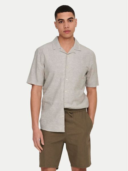 Only & Sons Koszula Caiden 22025116 Beżowy Slim Fit. Brązowe koszule męskie Only & Sons, m, bez wzorów, z bawełny, bez kołnierzyka, bez ramiączek. Za 79.99 zł.