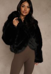 Czarna Kurtka Futro z Nieodpinanym Kapturem Zetera. Czarne kurtki damskie Renee, l, bez wzorów, z futra. Za 239.99 zł.