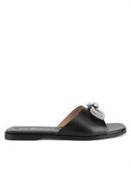 Eva Minge Klapki AVA-V903L-2-1 Czarny. Czarne klapki damskie Eva Minge, bez wzorów, ze skóry, bez obcasa. Za 349.99 zł.