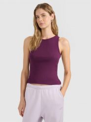 4F Top slim gładki damski - fioletowy XS. Fioletowe topy damskie 4f, xs, bez wzorów, z bawełny, bez kołnierzyka. W wyprzedaży za 29.99 zł.