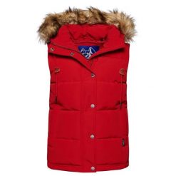 Damska kurtka puchowa bez rękawów ze sztucznego futra Superdry Everest. Zielone kurtki damskie Superdry., l, z aplikacjami, z nylonu, bez kaptura. Za 447.85 zł.