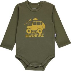 Body w kolorze khaki. Brązowe body niemowlęce Lamino, bez wzorów, z bawełny, bez ramiączek. W wyprzedaży za 35.95 zł.
