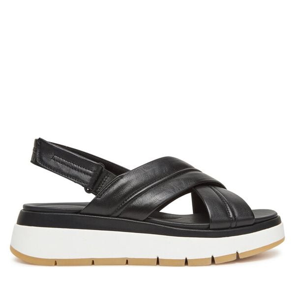 Sandały Clarks. Czarne sandały damskie Clarks, bez wzorów, bez obcasa, na koturnie. Za 449.99 zł.