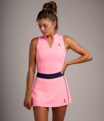 Koszulka Damska Elegance Tennis/Padel/Golf. Czerwone golfy damskie NORDICDOTS, bez wzorów, z materiału, bez ramiączek. Za 250.00 zł.