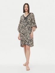 Selmark Sukienka plażowa BJ795 Czarny Relaxed Fit. Czarne sukienki damskie SELMARK, na plażę, bez wzorów, z wiskozy, bez kołnierzyka, bez ramiączek. Za 179.99 zł.