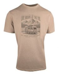 T-Shirt (Koszulka) Męska - Pako Jeans - Melanżowy Beż, Nadruk. T-shirty męskie Pako Jeans, l, bez wzorów, z bawełny, bez kołnierzyka. Za 69.00 zł.