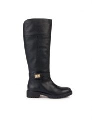 Geox Kozaki D Hoara D36FTD 00046 C9999 Czarny. Czarne kozaki damskie Geox, ze skóry, bez obcasa, na płaskiej podeszwie. Za 539.99 zł.