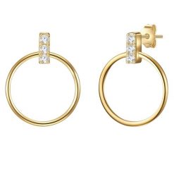 Glanzstücke München Kolczyki wiszące srebrne srebro wysokiej próby Cyrkonia żółte złoto 1 ct Damski. Szare kolczyki damskie Glanzstücke München, z cyrkonią, pozłacane. Za 239.99 zł.