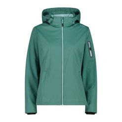 Kurtka damska turystyczna CMP 39A5016. Zielone kurtki damskie CMP, l, bez wzorów, z softshellu, z kapturem. Za 384.25 zł.