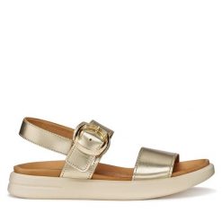 Sandały Geox. Żółte sandały damskie Geox, bez wzorów, bez obcasa, na płaskiej podeszwie. Za 459.99 zł.