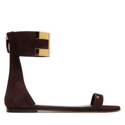 Sandały Elisabetta Franchi. Brązowe sandały damskie Elisabetta Franchi, bez wzorów, bez obcasa, na płaskiej podeszwie. Za 2,299.00 zł.