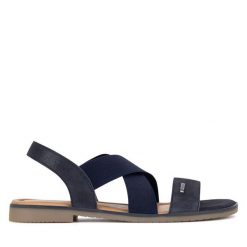 Sandały Lasocki. Czarne sandały damskie Lasocki, bez wzorów, bez obcasa, na słupku. Za 229.99 zł.