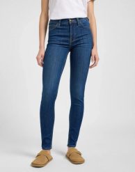 DAMSKIE SPODNIE LEE SCARLETT HIGH IVY WASH 112363819. Spodnie materiałowe damskie Lee, bez wzorów, z jeansu. Za 219.99 zł.