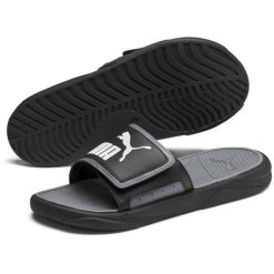 Klapki Puma Royalcat Comfort, Mężczyźni. Czarne klapki i japonki męskie Puma, ze skóry ekologicznej. Za 290.00 zł.