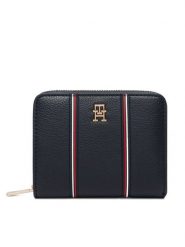 Tommy Hilfiger Portfel Th Icon Med Za W/Flap Corp AW0AW18653 Granatowy. Niebieskie portfele damskie Tommy Hilfiger, bez wzorów, ze skóry. Za 269.99 zł.