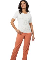 Creation L Koszulka w kolorze białym rozmiar: 50. Białe t-shirty damskie creation L, l, z aplikacjami, bez kołnierzyka. Za 51.95 zł.