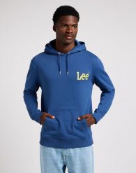 LEE WOBBLY HOODIE MĘSKA BLUZA NIEROZPINANA LOGO MIDNIGHT NAVY 112349102 LM54016852. Niebieskie bluzy bez kaptura męskie Lee, m. Za 149.99 zł.