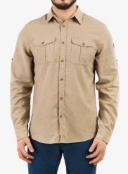 Koszula podróżnicza Fjallraven Ovik Travel Shirt LS. Brązowe koszule męskie Fjällräven, s, bez wzorów, z materiału, bez kołnierzyka, bez ramiączek. Za 522.49 zł.