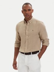 Tommy Hilfiger Koszula MW0MW41530 Beżowy ciemny Regular Fit. Brązowe koszule męskie Tommy Hilfiger, m, bez wzorów, ze lnu, bez kołnierzyka, bez ramiączek. Za 489.99 zł.