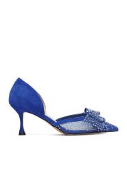 Eva Minge Szpilki EO-AVA-78096-202 Niebieski. Niebieskie szpilki Eva Minge, bez wzorów, ze skóry, bez obcasa. Za 239.99 zł.