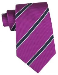 Klasyczny Krawat Klubowy - Alties - Fioletowy w Prążek. Fioletowe krawaty i muchy męskie Alties, bez wzorów, z tkaniny, eleganckie. Za 49.00 zł.