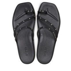 Japonki Crocs. Czarne klapki damskie Crocs, bez wzorów, bez obcasa. Za 189.99 zł.