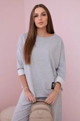 Komplet bawełniany bluza + spodnie jasny szary. Szare bluzy bez kaptura damskie KESI, l, z bawełny. Za 284.37 zł.