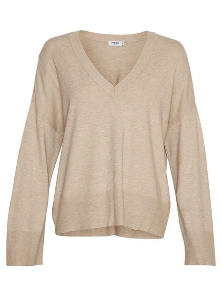 MOSS COPENHAGEN Sweter "Selana Rachelle" w kolorze beżowym rozmiar: L/XL. Brązowe swetry klasyczne damskie MOSS COPENHAGEN, l, z wiskozy, bez kołnierzyka. Za 136.45 zł.