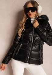 Czarna Kurtka Pikowana z Odpinanym Futerkiem Kelyn. Czarne kurtki damskie Renee, l, z aplikacjami, bez kaptura. Za 249.99 zł.
